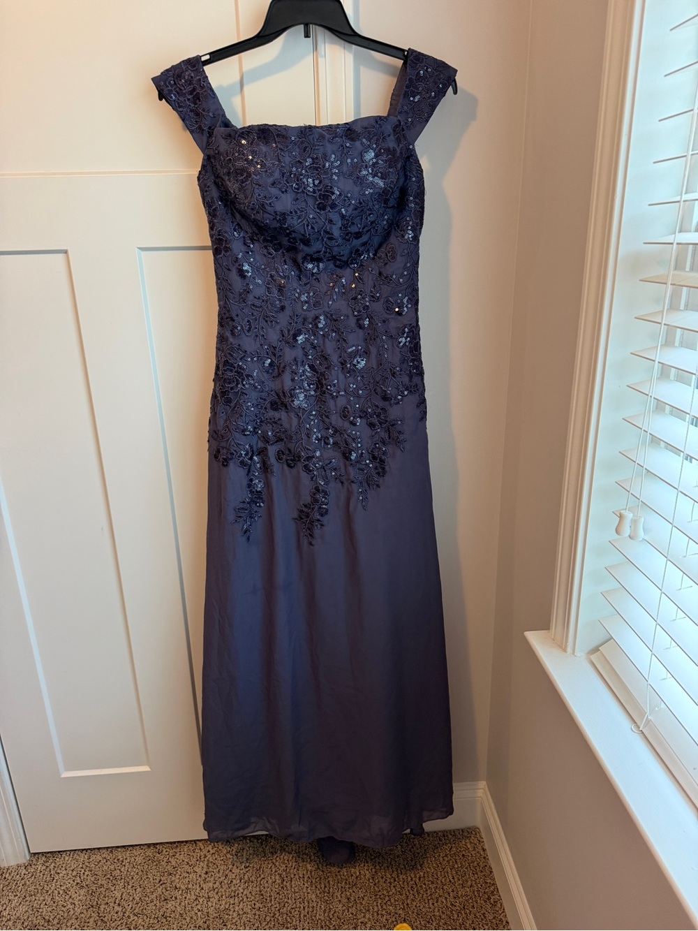 Elegant Purple Off-Shoulder Evening Dress